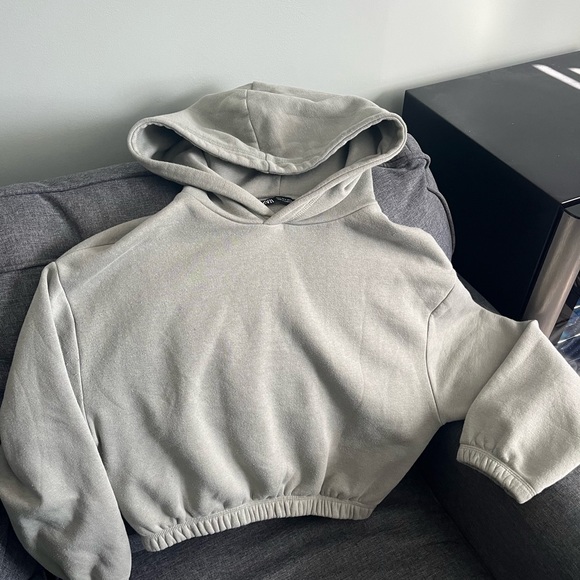 Women's Zara green/Gray cropped Hoodie - Picture 1 of 2